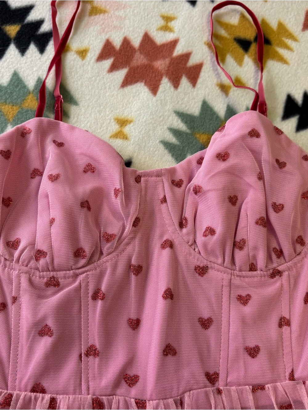 Betsey Johnson Pink Dress with Red Heart Print - Picture 2 of 4